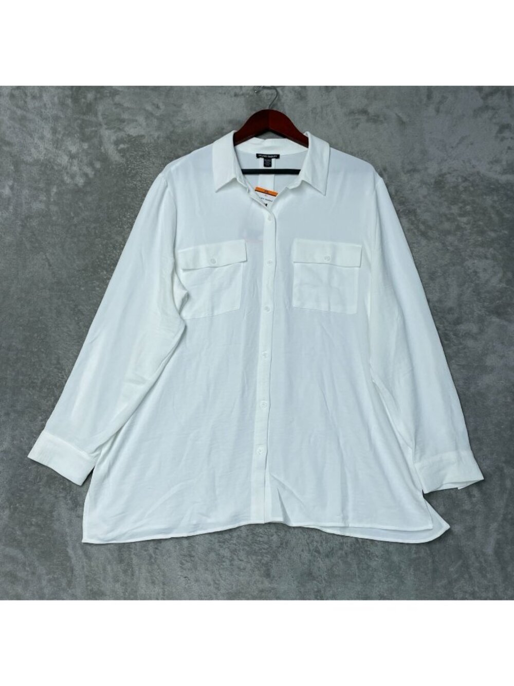 NWT Hilary Radley Women's XXL Ivory Button-Up Long-Sleeve Shirt i2136